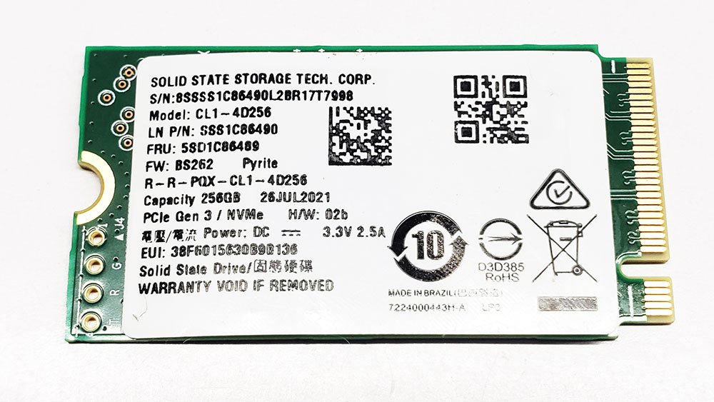 CL1-4D256 SSD NVME PCIe Gen3 256GB tamanho 2242