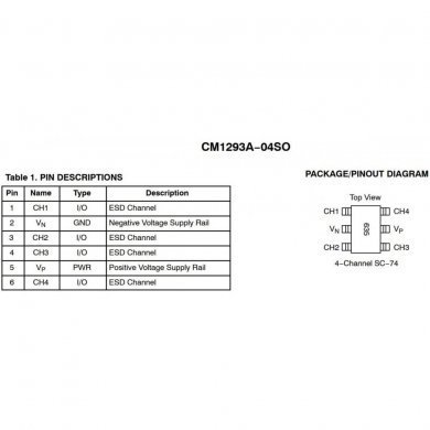 CM1293A-04SO C96QH diodo supressor ESD TVS 6P SC-74-6 (Kit 5x)