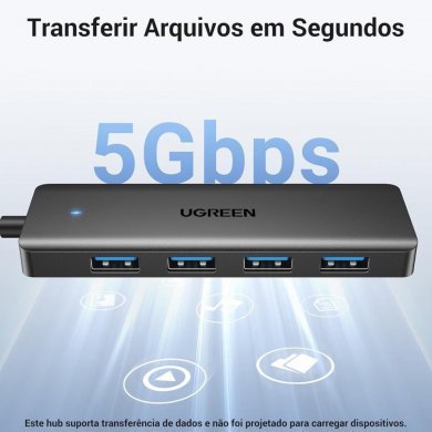 Ugreen hub USB 3.0 para 4 portas USB 3.0 5Gbps preto