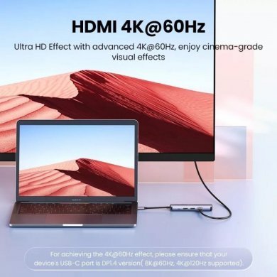 Ugreen Hub USB-C 5 em 1 2x USB 3.0 1x HDMI 4K 60Hz