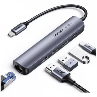 CM418 Ugreen Hub USB-C 5 em 1 2x USB 3.0 1x HDMI 4K 60Hz