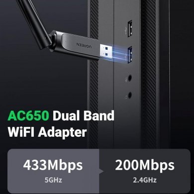 Ugreen adaptador USB 2.0 Wireless AC650 dual band 6dBi