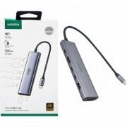 Ugreen dock station 7x1 USB-C para 3x USB-C HDMI 4K 60H USB-A, Cartão SD e Micro-SD, Windows/macOS