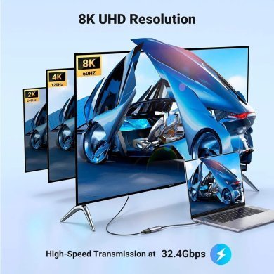 CM654 Ugreen adaptador USB-C para Display Port fêmea 8K 60Hz 10cm