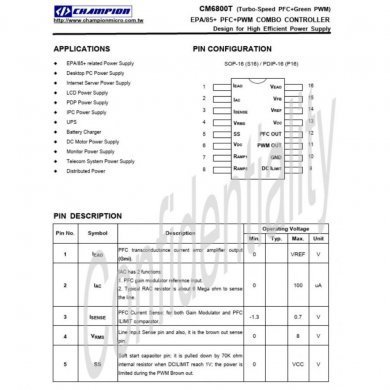 CM6800TX EPA/85+ PFC+PWM COMBO CONTROLLER
