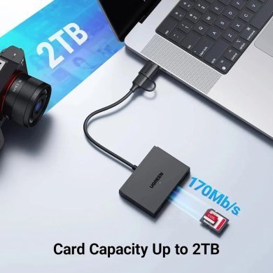 CM812 Ugreen hub USB 3.0/USB-C para 2x USB 3.0 1x Micro SD 1x SD