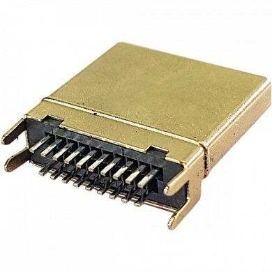 Conector HDMI macho 19 pinos 180 graus para solda