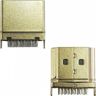 Conector HDMI macho 19 pinos 180 graus para solda