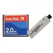 Sandisk Compact Flash 2GB Red and Blue Com leitor USB 2.0 Leitura 18.8mbps Gravação 13.8mbps