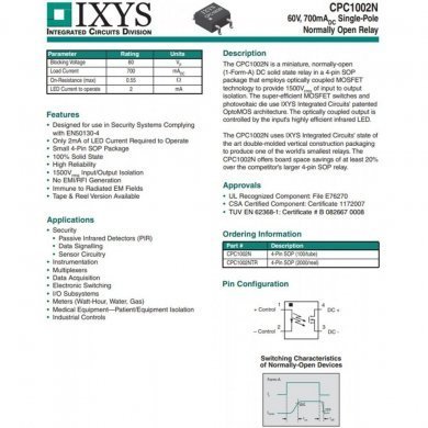 CPC1002NTR 20x Rele de estado solido CPC1002N 0-60V 700mA