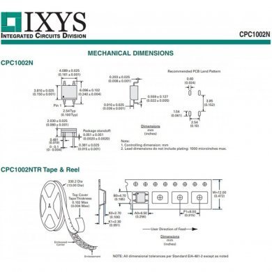 CPC1002NTR 20x Rele de estado solido CPC1002N 0-60V 700mA