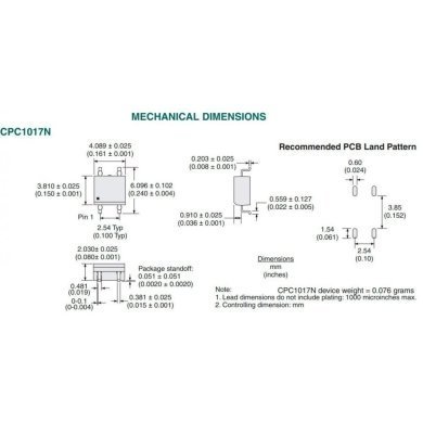 CPC1017N Rele de estado solido 60VDC 100mA 400mW