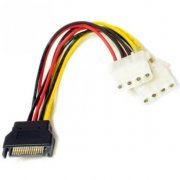 Cabo SATA 15 pinos Macho para 2x Molex Femea - Converte um Conector SATA Macho em 2 Molex Femea (Ver SATA-2xMo