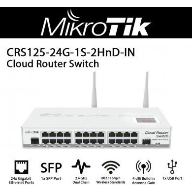 CRS125-24G-1S-2HND-IN Mikrotik Switch Router 24 Portas Gigabit