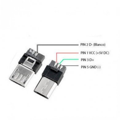 Conector Micro USB Macho Aereo Solda