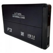 F3 Case Externa para HD SATA 2.5 Pol. Suporta até 4TB USB 3.0 Cor Preto