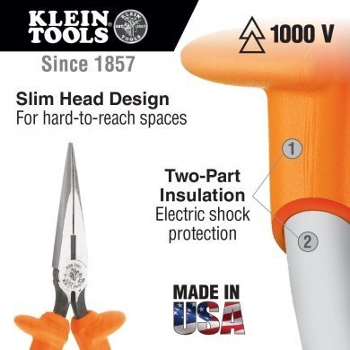 D203-8-INS Klein Tools alicate de corte e bico longo isolado