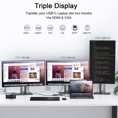 QGeem 11 in 1 USB 3.0 Dock Station HDMI VGA