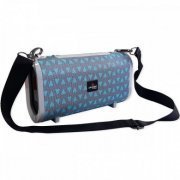 Grasep caixa de som portátil bluetooth 12W RMS azul e cinza, com bateria recarregável e entrada para cartão de