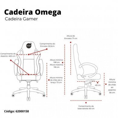 Dazz cadeira gamer Omega preta para até 100KG