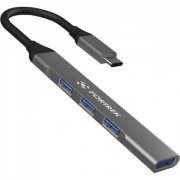 Fortrek Hub USB C 4x1 1x USB 3.0 3x USB 2.0 em aluminio cabo de 14cm