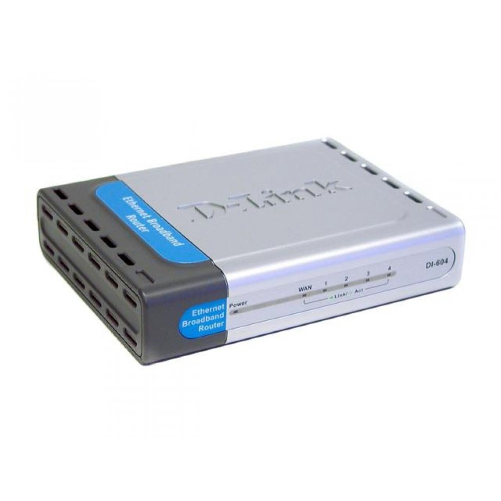 Roteador D-Link DI-604 com 5 Portas 10/100Mbps - 1x WAN Compartilha até 4 PCs, Portas: 04 LAN e 01 WAN 10/100M