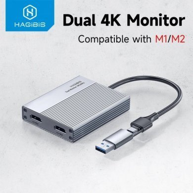 Hagibis adaptador USB 3.0 2x HDMI 4K 60Hz