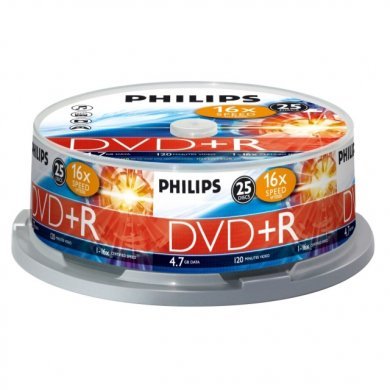 DR4S6B25F Mídia DVD+R Philips 4.7GB 120 minutos 1/16x (Tubo Pino com 25 un