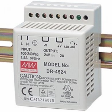 DR-4524 Mean Well Fonte 48W DIN-rail 24V 2A