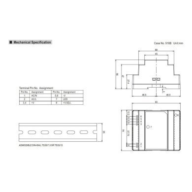 DR-4524-COMP Fonte compatível DR-4524 24V 2A 45W trilho DIN