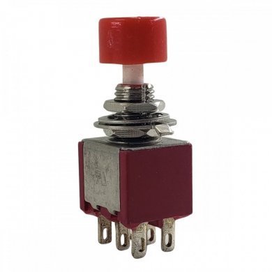Chave Push Button 6T NA/NF 2A 250V botão vermelho