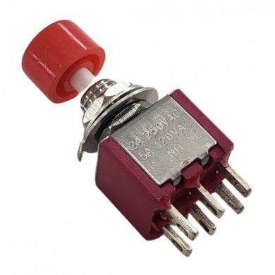 DS-622-VER Chave Push Button 6T NA/NF 2A 250V botão vermelho