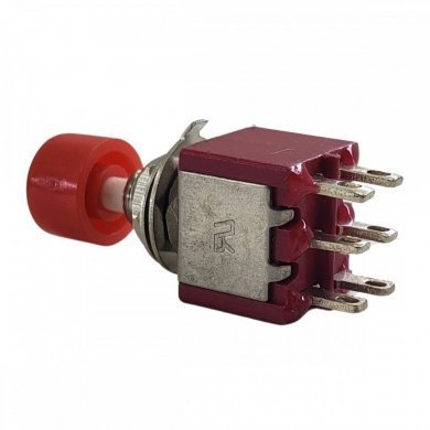 Chave Push Button 6T NA/NF 2A 250V botão vermelho