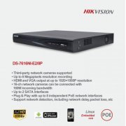 NVR HIKVISION 16CH 8 Portas PoE NVR Network Video Recorder 6MP Resolution Recording / 2x SATA