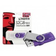 Pen Drive Kingston 32GB DataTraveler 101 Interface USB 2.0, Design giratório sem tampa, Cor: roxo