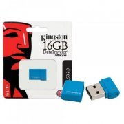 Pen Drive Kingston DT Micro 16GB Azul Taxa de transferência: 10 MB/s, Fácil de usar, basta conectar em uma por