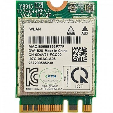 DW1820 Placa wifi dual band 2.4 e 5G DELL WLAN QCNFA344A