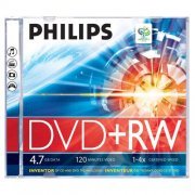 Mídia DVD+RW Philips 4.7GB 120 minutos 1/4X (Box Acrí Tipo: DVD+RW (Regravável), Capacidade: 4.7GB 120 Minutos