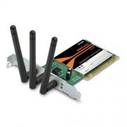 Placa de Rede Wireless PCI D-Link 2.4Ghz RangeBooster N 650 300Mbps, Pdrões 802.11b/g e 802.11n, Segurança WEP