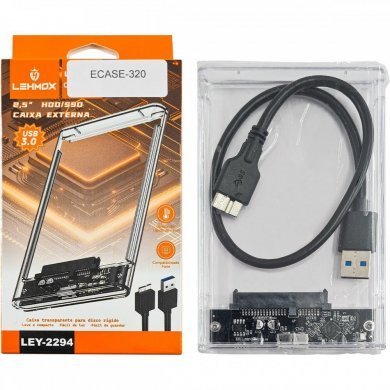 ECASE-320 Case Externo HD 2.5 SATA 3 USB 3.0 Transparente