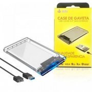 Case Externo HD 2.5 SATA 3 USB 3.0 Transparente 5Gbps compatível com HD e SSD de 2.5 polegadas