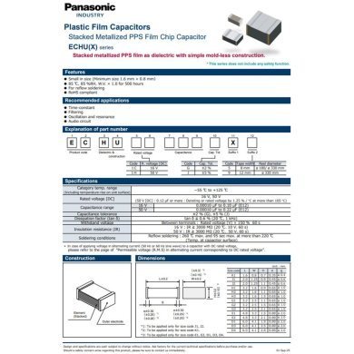 ECHU1H821JX5 25x capacitor filme 1800pF 50VDC 5% PPS Film 0805 Panasonic