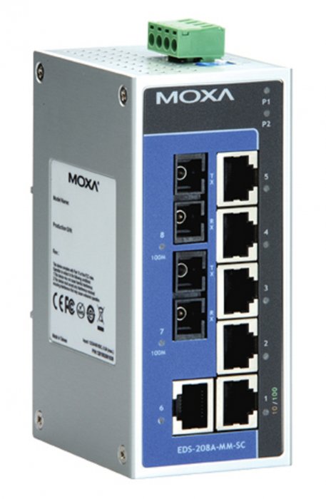 EDS-208A-MM-SC Moxa Switch Industrial 6x 10/100BaseTX 2x 100BaseFX