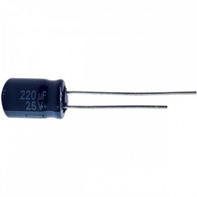 Capacitor eletrolítico 220uF 25V (Kit 10 unidades)