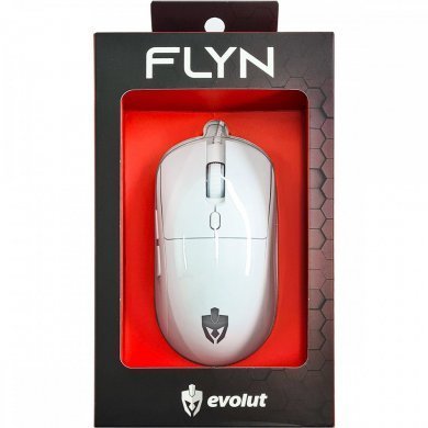 Evolut Mouse Gamer Flyn programável 7200DPI USB Branco