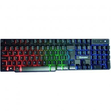 Evolut Teclado Gamer Hawke Membrana com Led Rainbow