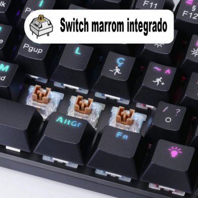 Evolut teclado gamer mecânico EG275 Class 75% preto