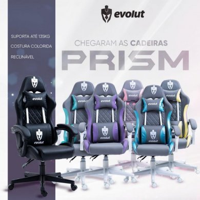 EG910AMR Evolut Cadeira Gamer Prism Amarelo e Cinza