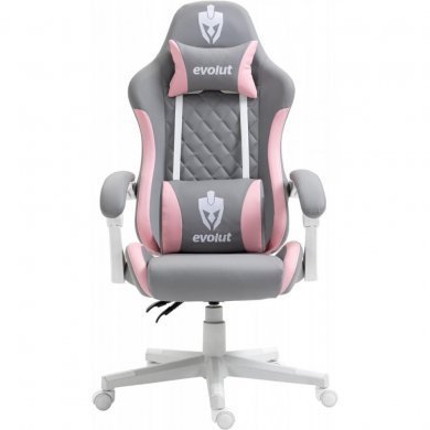 EG910RSA Evolut Cadeira Gamer Prism Rosa e Cinza 135Kg