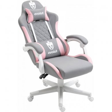 EG910RSA Evolut Cadeira Gamer Prism Rosa e Cinza 135Kg